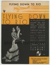 8x232 FLYING DOWN TO RIO sheet music 1933 Dolores Del Rio & Fred Astaire, the title song!