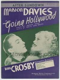 8x234 GOING HOLLYWOOD sheet music 1933 Marion Davies close up w/Bing Crosby, After Sundown!