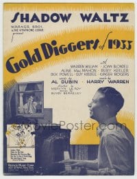 8x236 GOLD DIGGERS OF 1933 sheet music 1933 Joan Blondell, Dick Powell playing piano, Shadow Waltz!