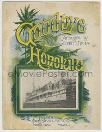 8x237 GOODBYE HONOLULU 11x14 sheet music 1915 by Sonny Cunha, great S.K.W. tropical island artwork!