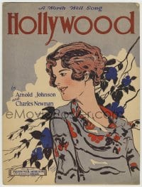 8x241 HOLLYWOOD sheet music 1929 great cover art of beautiful woman!