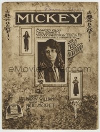 8x252 MICKEY sheet music 1918 three images of Miss Mabel Normand, Mack Sennett, the title song!