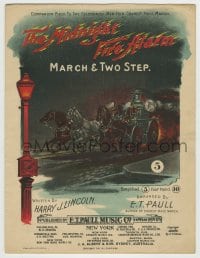 8x253 MIDNIGHT FIRE ALARM 11x14 sheet music 1900s Companion to the Ben Hur Chariot Race March!
