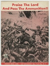 8x260 PRAISE THE LORD & PASS THE AMMUNITION sheet music 1942 cool World War II battle art!
