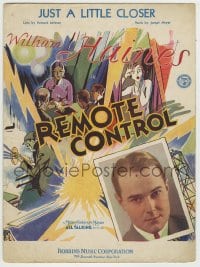 8x261 REMOTE CONTROL sheet music 1930 William Haines, cool colorful artwork, Just A Little Closer!
