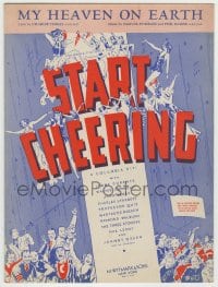 8x267 START CHEERING sheet music 1937 cool art of The Three Stooges & more, My Heaven On Earth!