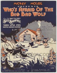 8x275 THREE LITTLE PIGS sheet music 1933 Walt Disney cartoon, Who's Afraid of the Big Bad Wolf!