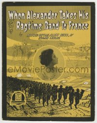 8x280 WHEN ALEXANDER TAKES HIS RAGTIME BAND TO FRANCE 11x14 sheet music 1917 Barbelle art, WWI!