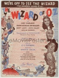 8x283 WIZARD OF OZ sheet music 1939 artwork & photos of top stars, We're Off to See the Wizard!