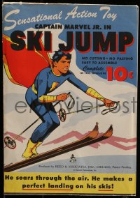 8x015 CAPTAIN MARVEL JR. 7x10 cardboard toy 1940 sensational ski jump action + original envelope!