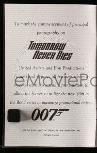 8x122 TOMORROW NEVER DIES 4x6 promo brochure 1997 James Bond 007, cool passport design!