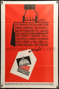 8y026 ADVISE & CONSENT 1sh 1962 Otto Preminger, Saul Bass Washington Capitol & attache case art!