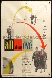 8y034 ALL ABOUT EVE 1sh 1950 Bette Davis & Anne Baxter classic, Marilyn Monroe shown, cool design!