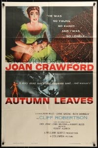 8y061 AUTUMN LEAVES 1sh 1956 Cliff Robertson was young and Joan Crawford was lonely!