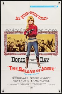 8y069 BALLAD OF JOSIE 1sh 1968 cool full-length art of quick-draw Doris Day pointing shotgun!