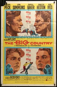 8y089 BIG COUNTRY style A 1sh 1958 Gregory Peck, Charlton Heston, William Wyler classic, cool art!