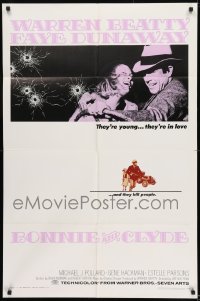 8y112 BONNIE & CLYDE 1sh 1967 notorious crime duo Warren Beatty & Faye Dunaway, Arthur Penn!