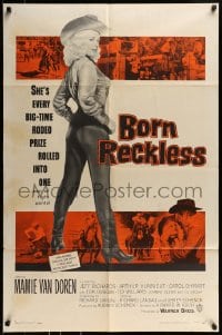 8y116 BORN RECKLESS 1sh 1959 great full-length image of sexy rodeo cowgirl Mamie Van Doren!
