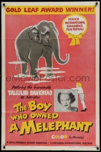 8y121 BOY WHO OWNED A MELEPHANT 1sh 1959 cool elephant art and image of Tallulah Bankhead!