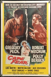 8y137 CAPE FEAR 1sh 1962 Gregory Peck, Robert Mitchum, Polly Bergen, classic noir, Terror!