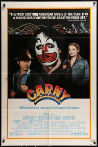 8y142 CARNY style B 1sh 1980 Jodie Foster, Robbie Robertson, Gary Busey in carnival clown make up!