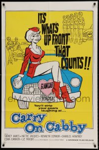 8y145 CARRY ON CABBY 1sh 1967 English taxi cab sex, art of sexy girl sitting on cab!