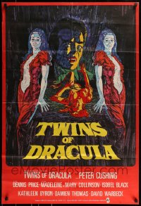 8y927 TWINS OF EVIL export English 1sh 1972 cool art of Madeleine & Mary Collinson, Dracula, Hammer