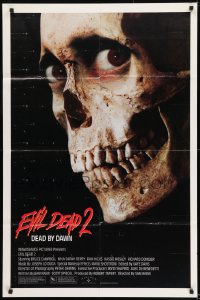 8y243 EVIL DEAD 2 1sh 1987 Dead By Dawn, directed by Sam Raimi, huge close up of creepy skull!