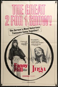 8y254 FANNY HILL/INGA 1sh 1970s the screen's most notorious twosome come together!