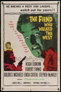 8y263 FIEND WHO WALKED THE WEST 1sh 1958 don't turn your back on the killer with the baby face!