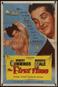 8y270 FIRST TIME 1sh 1952 Robert Cummings, pretty Barbara Hale is expecting!