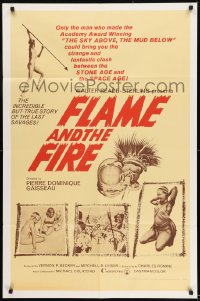 8y272 FLAME & THE FIRE 1sh 1966 Pierre Dominique Gaisseau, artwork of African natives!