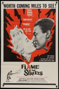 8y273 FLAME IN THE STREETS 1sh 1961 John Mills, Sylvia Syms, interracial romance!