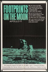 8y283 FOOTPRINTS ON THE MOON 1sh 1969 the real story of Apollo 11, cool image of moon landing!