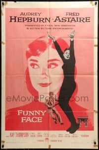 8y297 FUNNY FACE 1sh 1957 art of Audrey Hepburn close up & full-length + Fred Astaire!