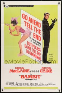 8y300 GAMBIT 1sh 1967 McGinnis art of sexy Shirley MacLaine & Michael Caine preparing for crime!