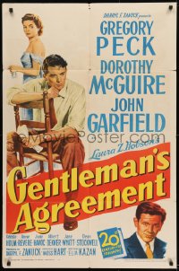 8y307 GENTLEMAN'S AGREEMENT 1sh 1947 Elia Kazan, Gregory Peck, Dorothy McGuire, John Garfield