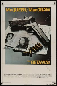 8y309 GETAWAY 1sh 1972 Steve McQueen, McGraw, Sam Peckinpah, cool gun & passports image!