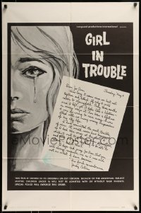 8y311 GIRL IN TROUBLE 1sh 1963 Brandon Chase directed, Tammy Clarke, classic exploitation!