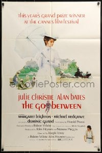 8y314 GO BETWEEN 1sh 1971 art of Julie Christie with umbrella, directed by Joseph Losey