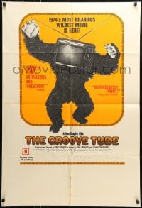 8y337 GROOVE TUBE 1sh 1974 Chevy Chase, like TV's Saturday Night Live, wild image of gorilla w/tv!
