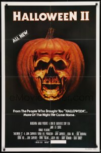 8y342 HALLOWEEN II 1sh 1981 cool jack-o-lantern skull image, more of the night HE came home!