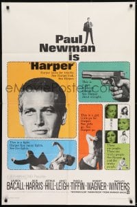 8y353 HARPER 1sh 1966 Pamela Tiffin, Paul Newman has many fights & does it better!