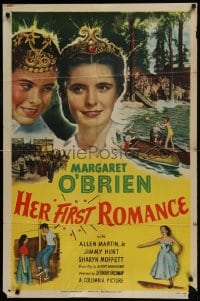 8y369 HER FIRST ROMANCE 1sh 1951 cute grown up Margaret O'Brien wearing tiara!