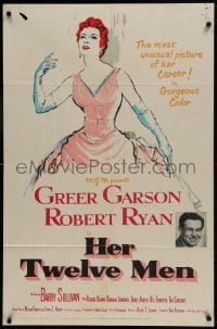 8y370 HER TWELVE MEN 1sh 1954 art of teacher Greer Garson, plus Robert Ryan & Barry Sullivan!