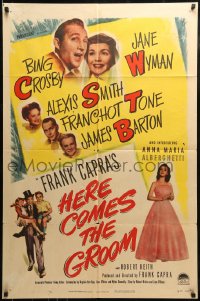 8y371 HERE COMES THE GROOM 1sh 1951 Bing Crosby, Jane Wyman, Alexis Smith, Frank Capra