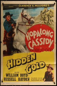 8y372 HIDDEN GOLD style C 1sh R1948 great image of William Boyd as Hopalong Cassidy + Hayden!