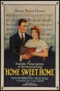 8y379 HOME SWEET HOME 1sh 1926 cool artwork of Vola Vale and Mahlon Hamilton over sheet music!