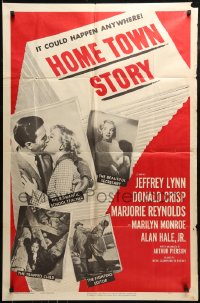 8y380 HOME TOWN STORY 1sh 1951 sexy Marilyn Monroe as the beautiful secretary is shown!