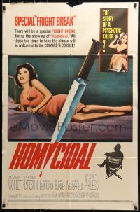 8y382 HOMICIDAL 1sh 1961 William Castle's frightening story of a psychotic female killer!
